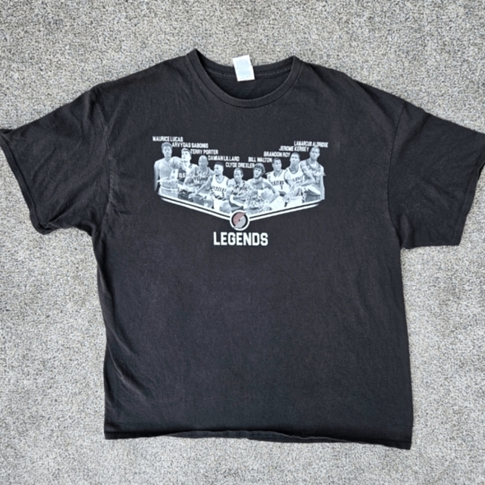 Vintage BLAZERS Legends T-Shirt Portland Trailblazers Basketball Black Size 2XL